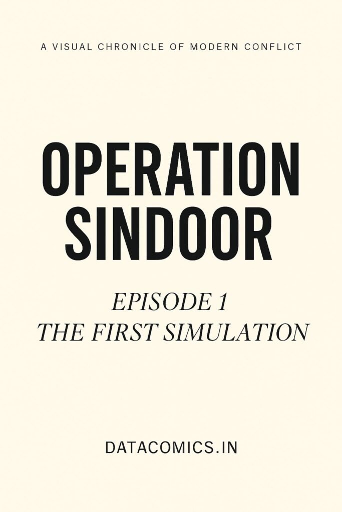 Minimalist magazine-style cover for Operation Sindoor Episode 1, titled "The First Simulation"