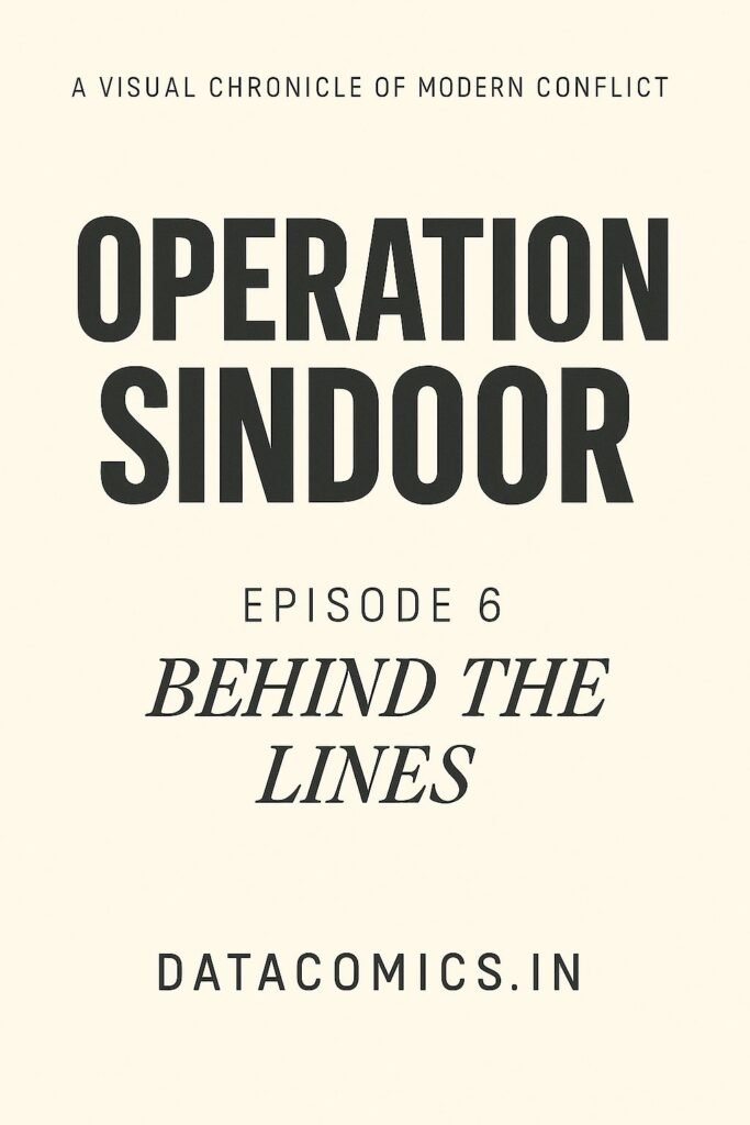 Minimalist Vogue-style cover for Episode 6 titled “Behind the Lines” on an off-white background