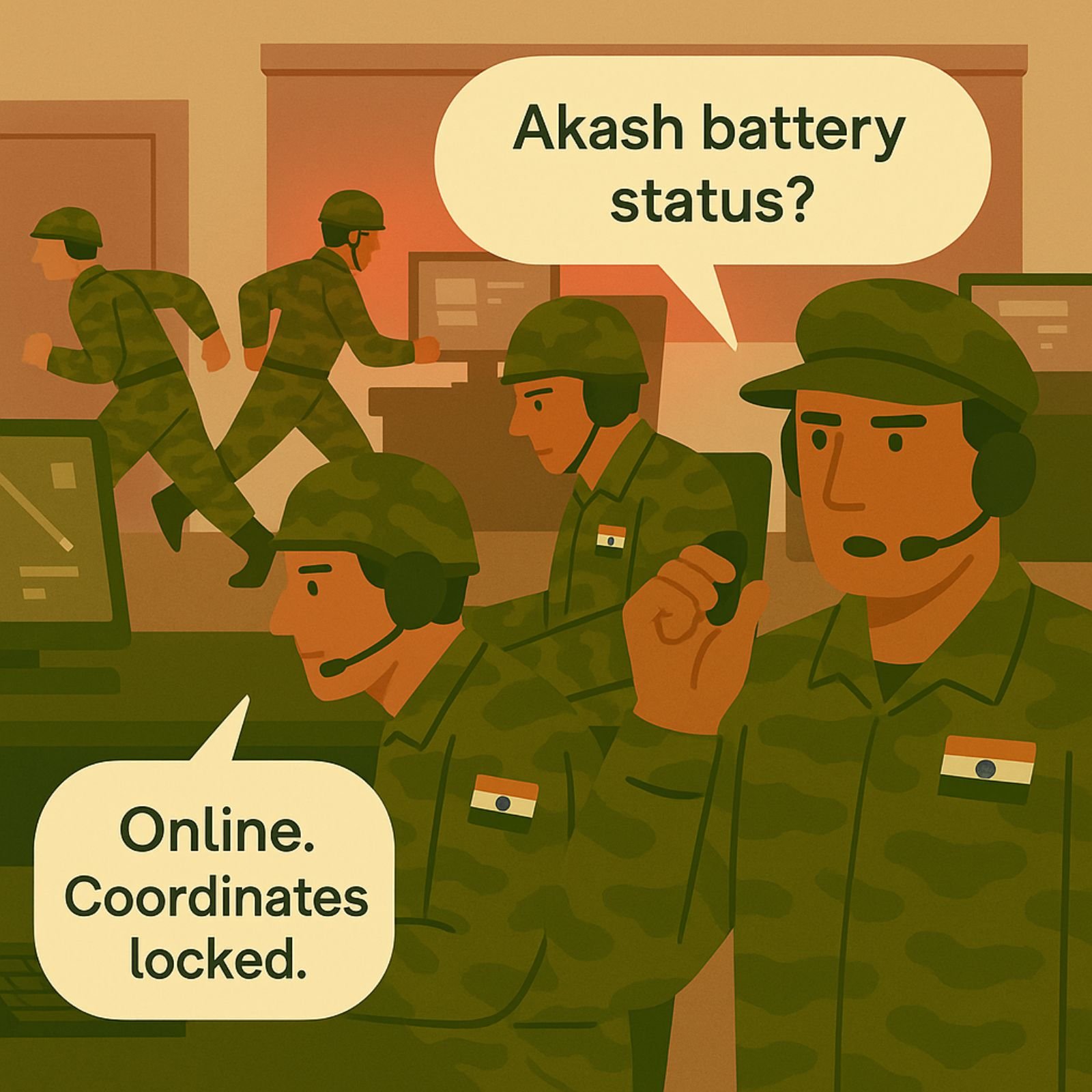 Operators rushing to missile systems during defense alert