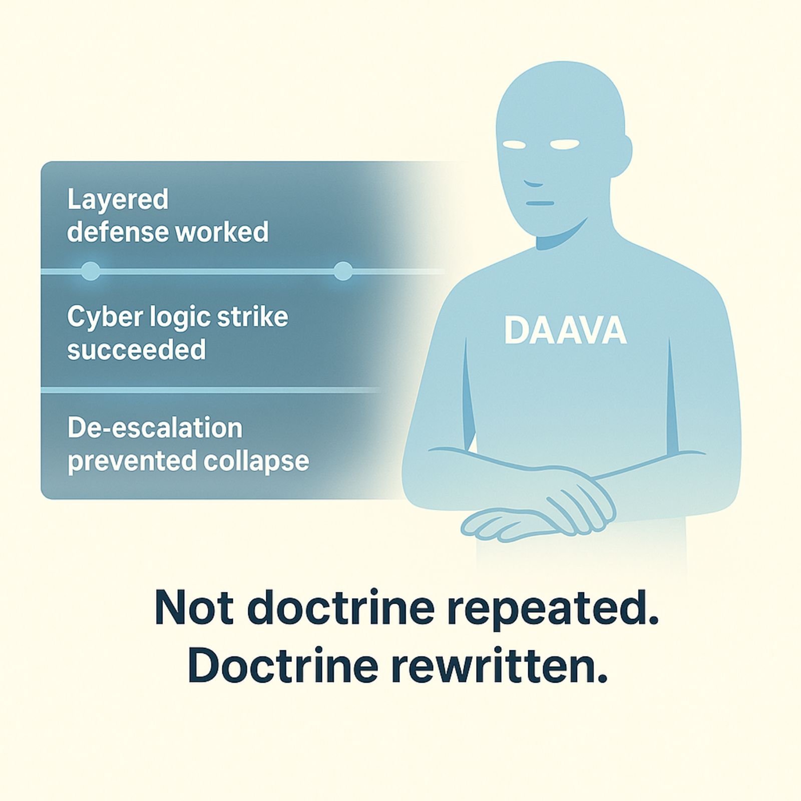 DAAVA timeline shows layered defense, cyber strike, de-escalation moments