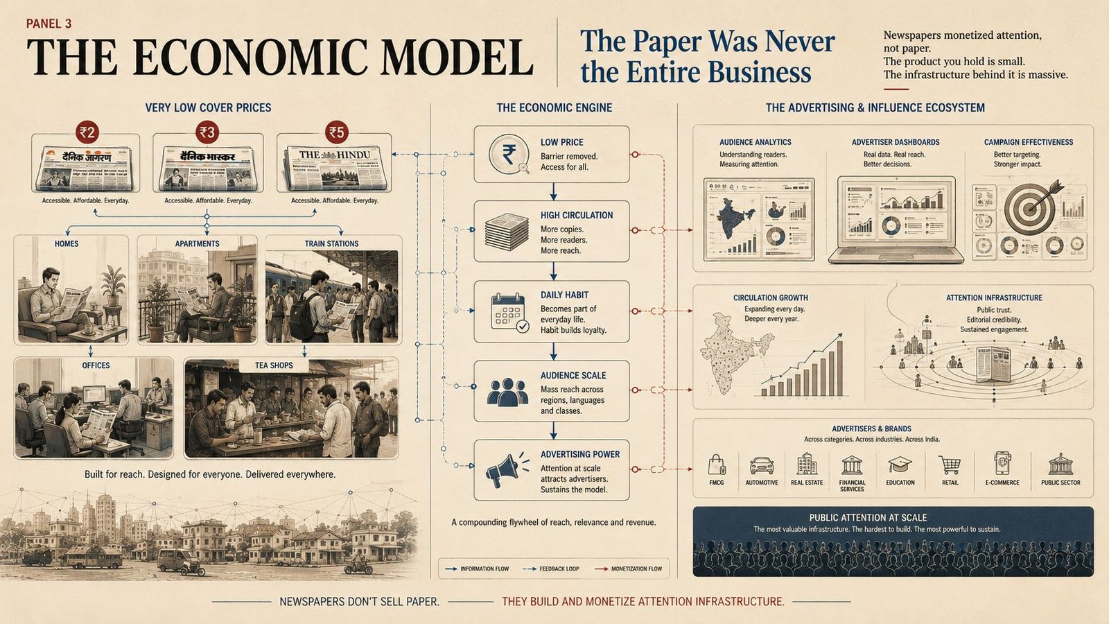 Attention economy systems behind newspaper distribution