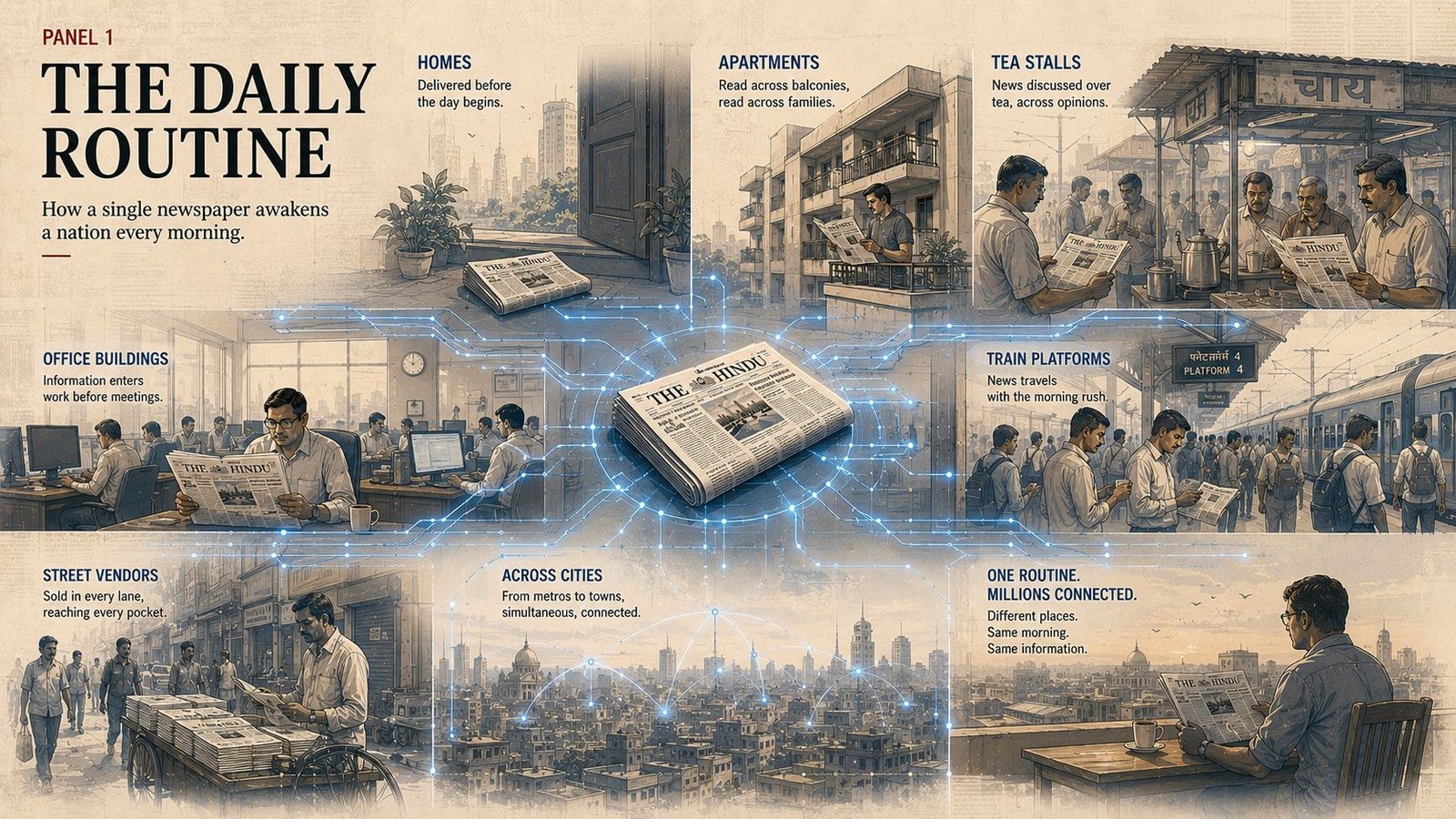 Newspapers moving across homes and cities