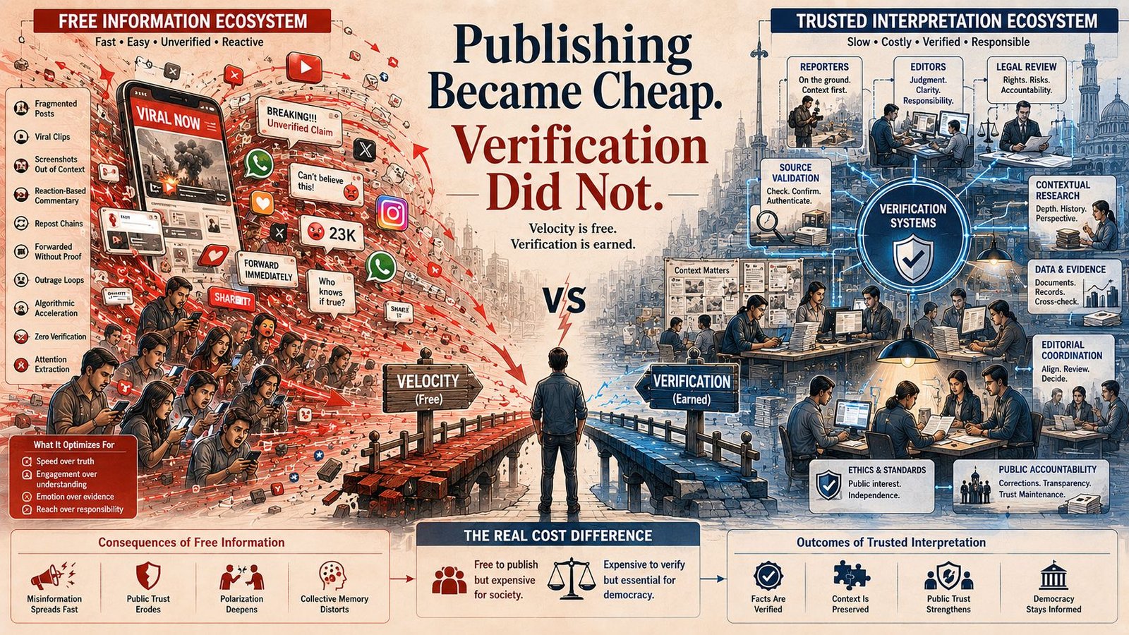 Free information versus trusted journalism systems