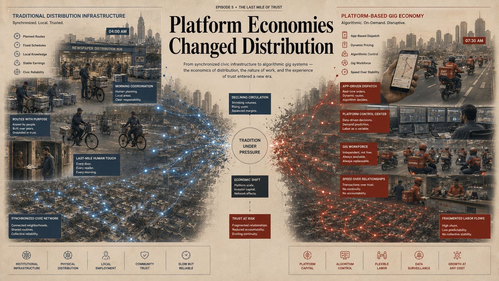 Platform economy disrupting newspaper delivery systems