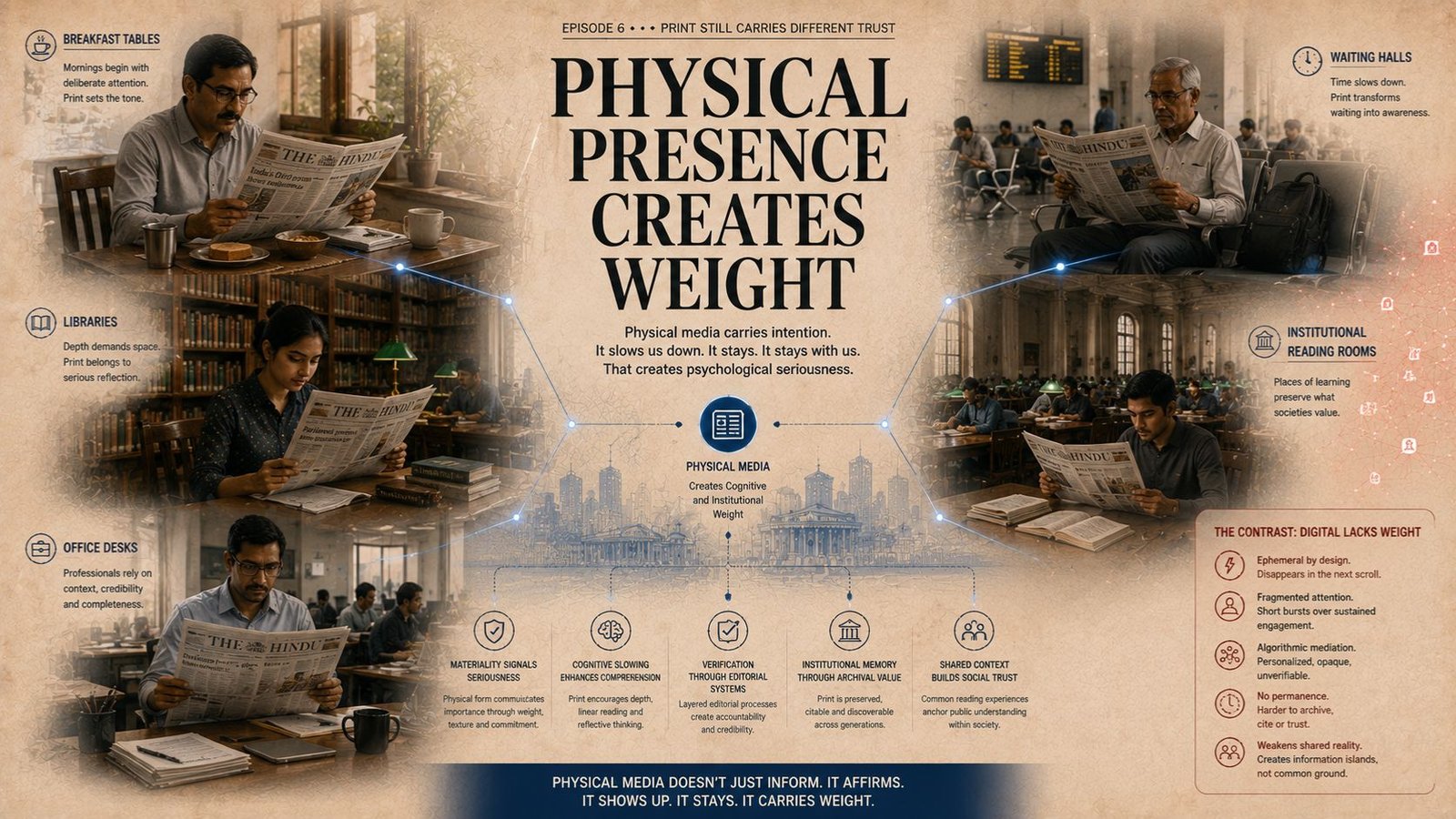 Printed newspapers creating physical institutional presence