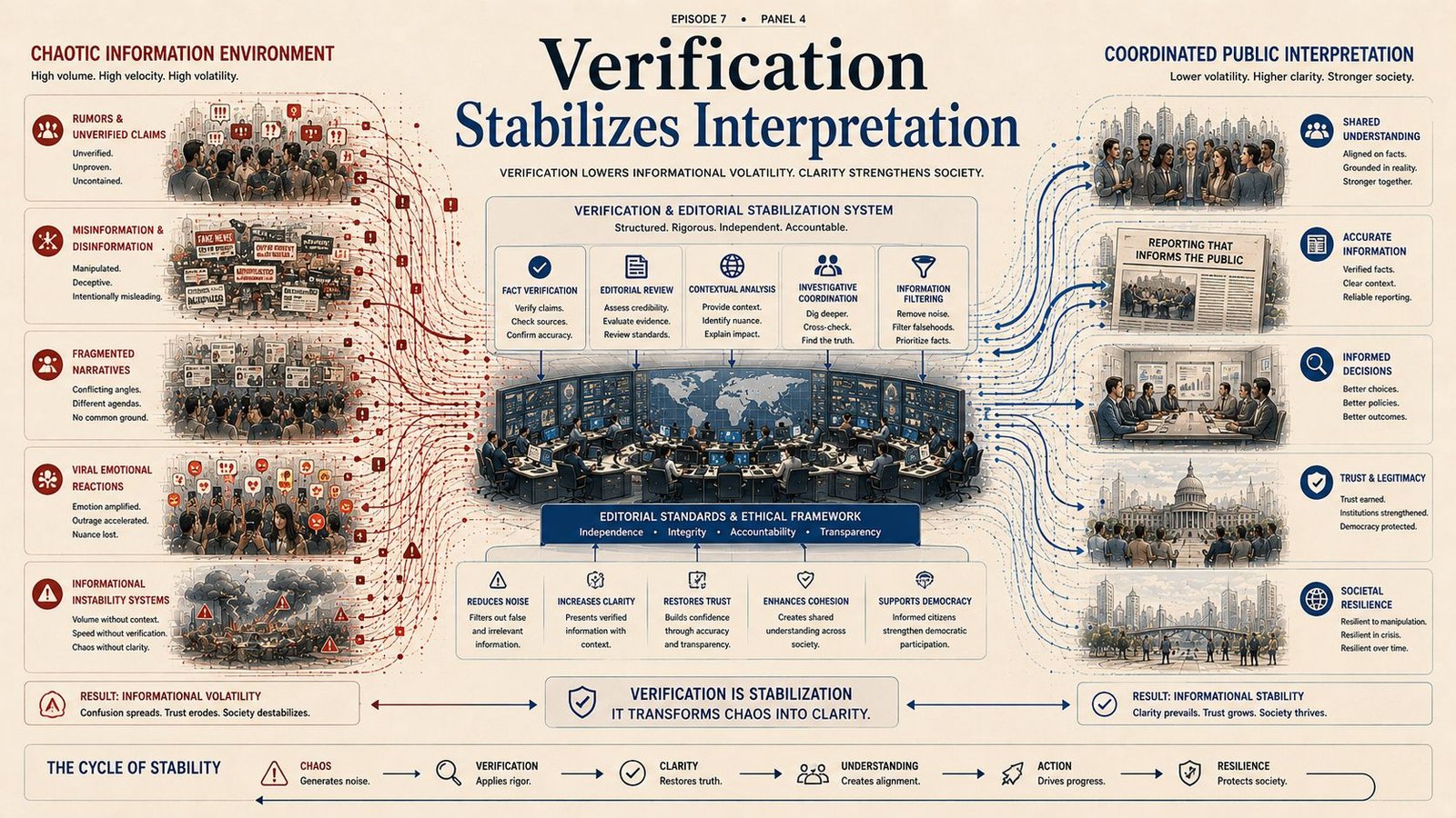 Verification stabilizing chaotic information systems